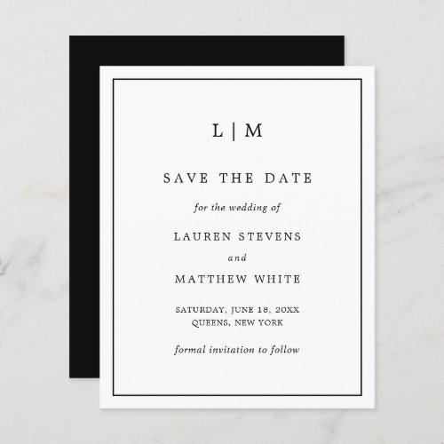 Lauren Black White Budget Wedding Save the Date