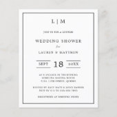 Lauren Black White Budget Wedding Shower Invite (Front)