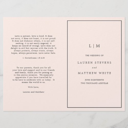 Lauren Blush Pink Monogram Elegant Wedding