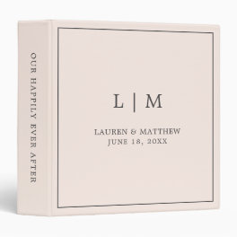 Lauren Blush Pink Monogram Elegant Wedding 3 Ring Binder