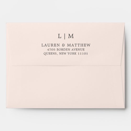 Lauren Blush Pink Monogram Elegant Wedding Envelope