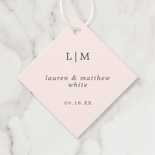 Lauren Blush Pink Monogram Elegant Wedding Favor Tags