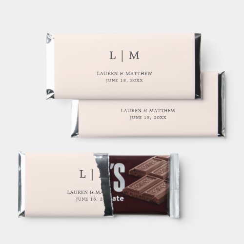 Lauren Blush Pink Monogram Elegant Wedding Hershey Bar Favors