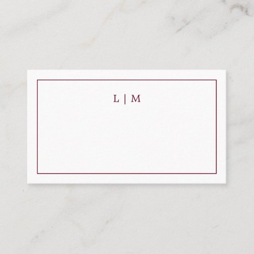 Lauren Burgundy Monogram Elegant Wedding Place Card