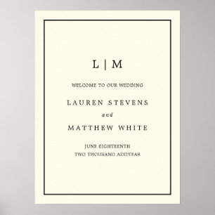 Lauren Cream Monogram Elegant Wedding Poster