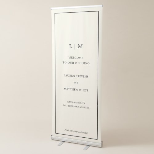 Lauren Cream Monogram Elegant Wedding Retractable Banner