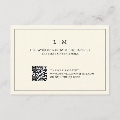 Lauren Cream Monogram Elegant Wedding RSVP Card