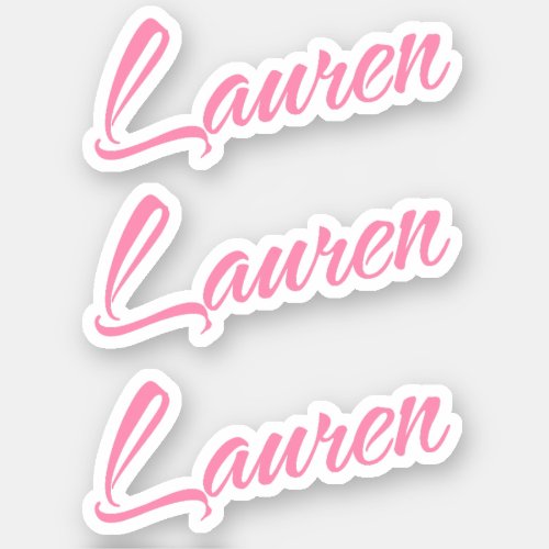Lauren Decorative Name in Pink x3 Sticker