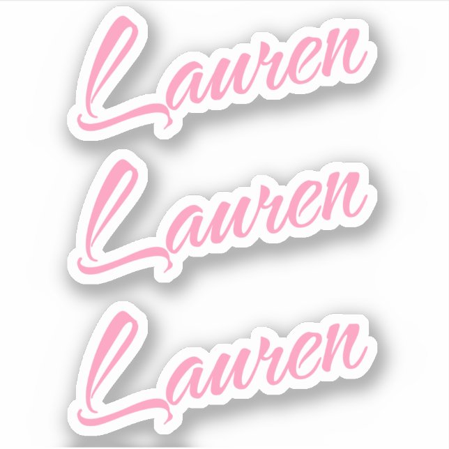 Lauren Decorative Name in Pink x3 Sticker (Front)