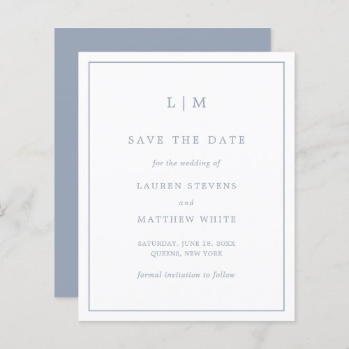 Lauren Dusty Blue Budget Wedding Save the Date