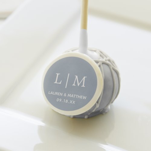 Lauren Dusty Blue Monogram Elegant Wedding Cake Pops