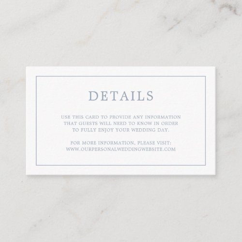 Lauren Dusty Blue Monogram Elegant Wedding Enclosure Card