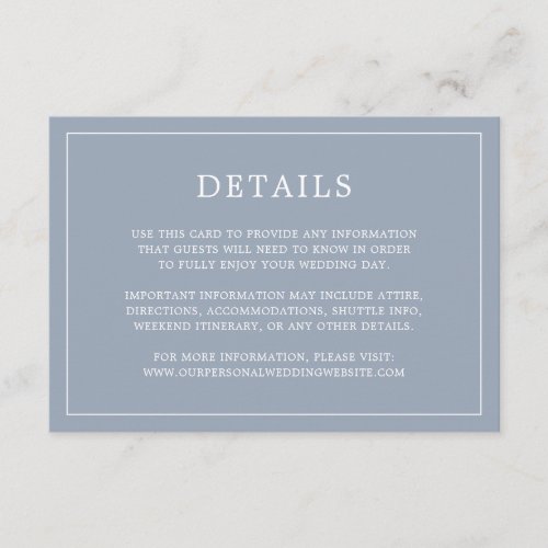 Lauren Dusty Blue Monogram Elegant Wedding Enclosure Card