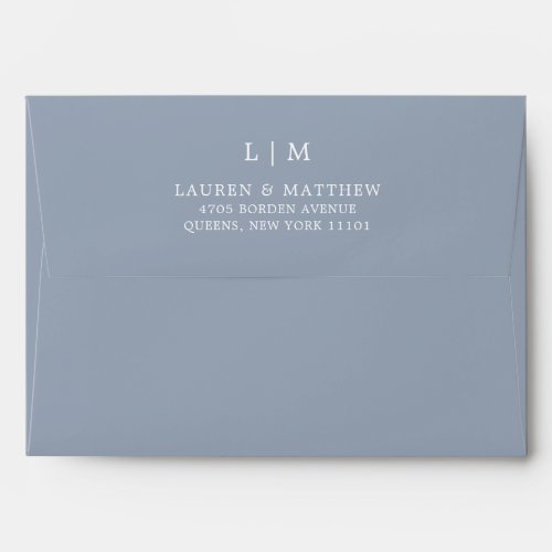 Lauren Dusty Blue Monogram Elegant Wedding Envelope