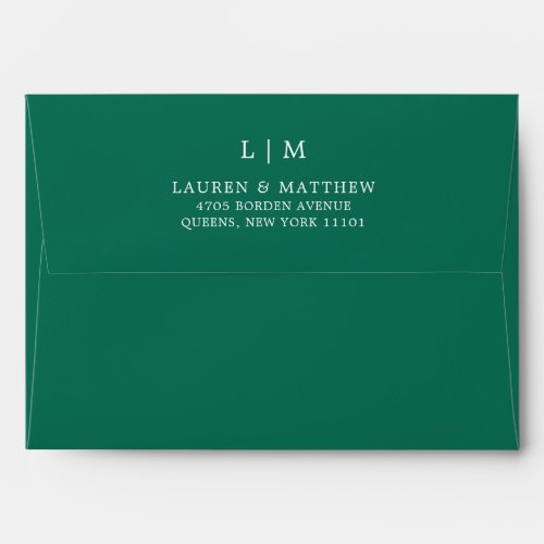 Lauren Emerald Green Monogram Elegant Wedding Envelope