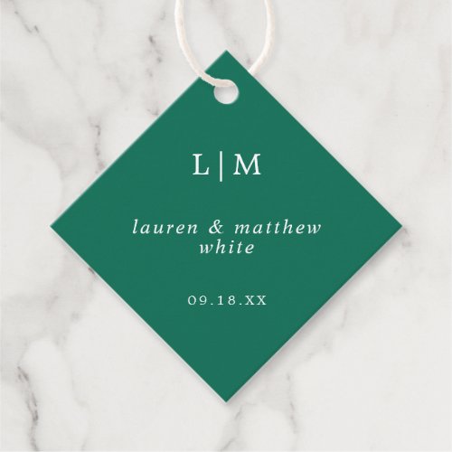 Lauren Emerald Green Monogram Elegant Wedding Favor Tags