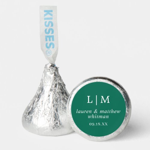 Lauren Emerald Green Monogram Elegant Wedding Hersheys Kisses