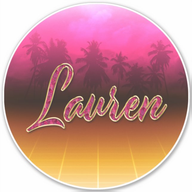 Lauren First Name Golden pink Sticker (Front)