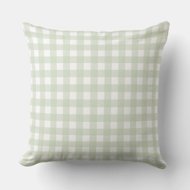 Lauren Gingham  Pastel Green Throw Pillow (Front)