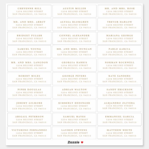 Lauren Gold Guest Address Labels Elegant Wedding