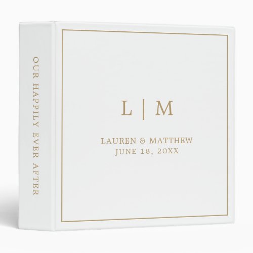 Lauren Gold Monogram Elegant Wedding 3 Ring Binder
