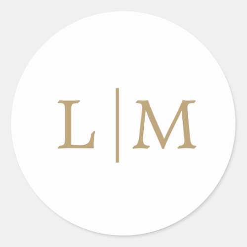 Lauren Gold Monogram Elegant Wedding Classic Round Sticker