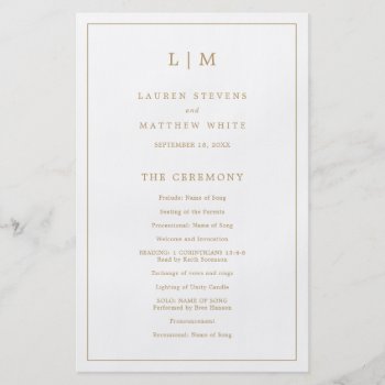 Lauren Gold Monogram Elegant Wedding Flyer by LeRendezvous at Zazzle
