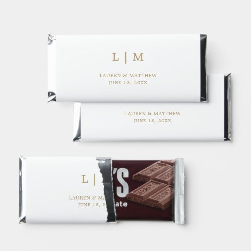 Lauren Gold Monogram Elegant Wedding Hershey Bar Favors