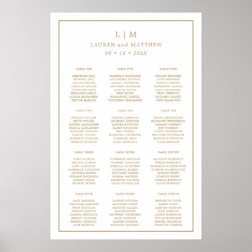 Lauren Gold Monogram Elegant Wedding Poster