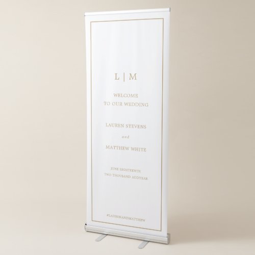 Lauren Gold Monogram Elegant Wedding Retractable Banner