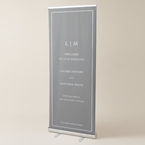 Lauren Gray Monogram Elegant Wedding Retractable Banner