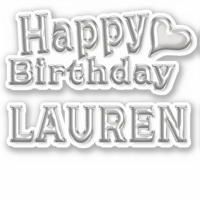 Lauren Happy Birthday silver sticker (Front)