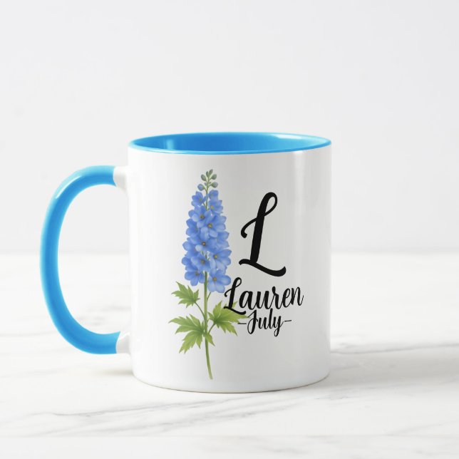 Lauren – July Birth Flower Larkspur Mug  (Left)
