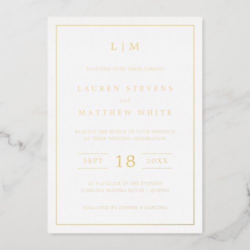 Lauren Monogram Elegant Wedding Foil Invitation