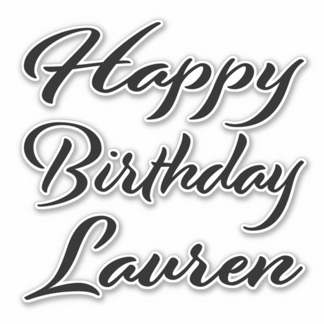 Lauren Name First Name black Sticker Birthday (Front)