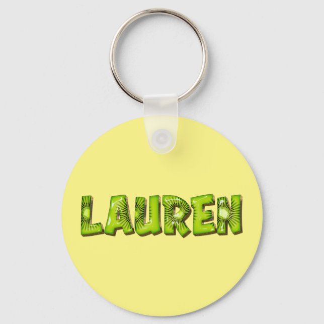 Lauren Name Kiwi Design Keychain (Front)