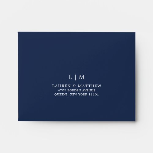 Lauren Navy Blue Monogram Elegant Wedding Envelope