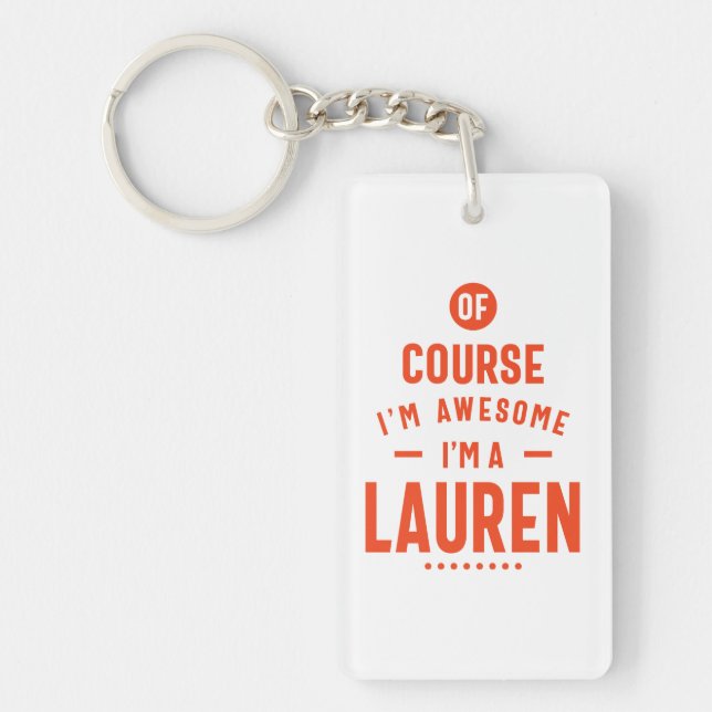 Lauren Personalized Name Birthday Gift Keychain (Front)