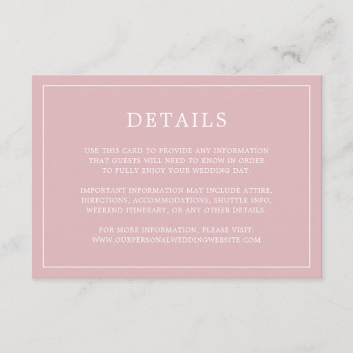 Lauren Pink Monogram Elegant Wedding Enclosure Card