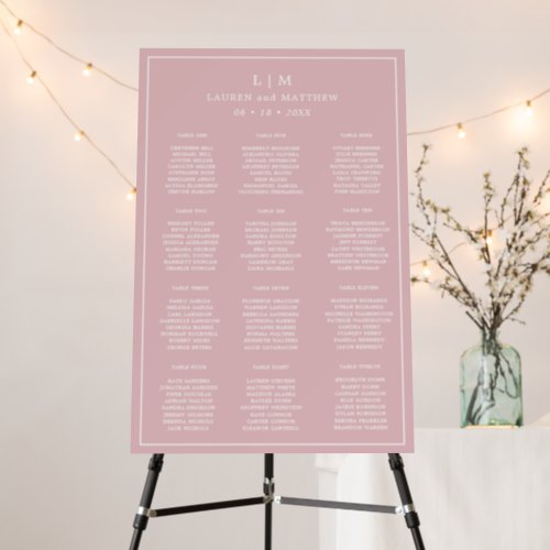 Lauren Pink Monogram Elegant Wedding Foam Board