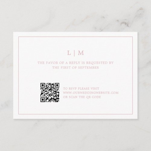 Lauren Pink Monogram Elegant Wedding RSVP Card