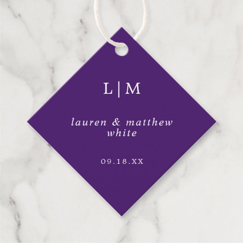 Lauren Purple Monogram Elegant Wedding Favor Tags
