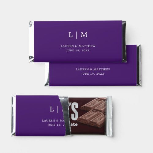 Lauren Purple Monogram Elegant Wedding Hershey Bar Favors