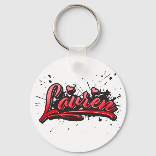 Lauren red Heart Graffiti Schlsselanhnger Keychain