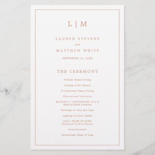 Lauren Rose Gold Monogram Elegant Wedding Flyer