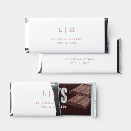 Lauren Rose Gold Monogram Elegant Wedding Hershey Bar Favors