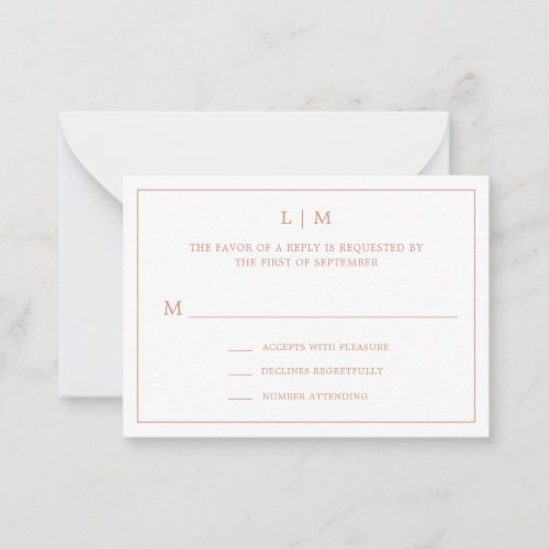 Lauren Rose Gold Monogram Elegant Wedding Note Card