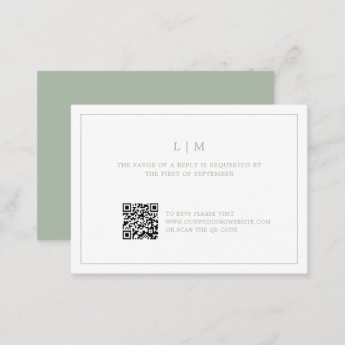 Lauren Sage Green Monogram Elegant Wedding Note Card