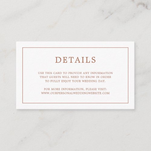 Lauren Terracotta Monogram Elegant Wedding Enclosure Card