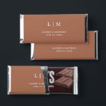 Lauren Terracotta Monogram Elegant Wedding Hershey Bar Favors<br><div class="desc">Simple personalized Hershey's Bar Wedding Favors in terracotta featuring a modern yet elegant design with your two letter monogram along with your names and date in white over a burnt orange / rust color background. The back has your personalized message. The font and background colors may be changed to any...</div>